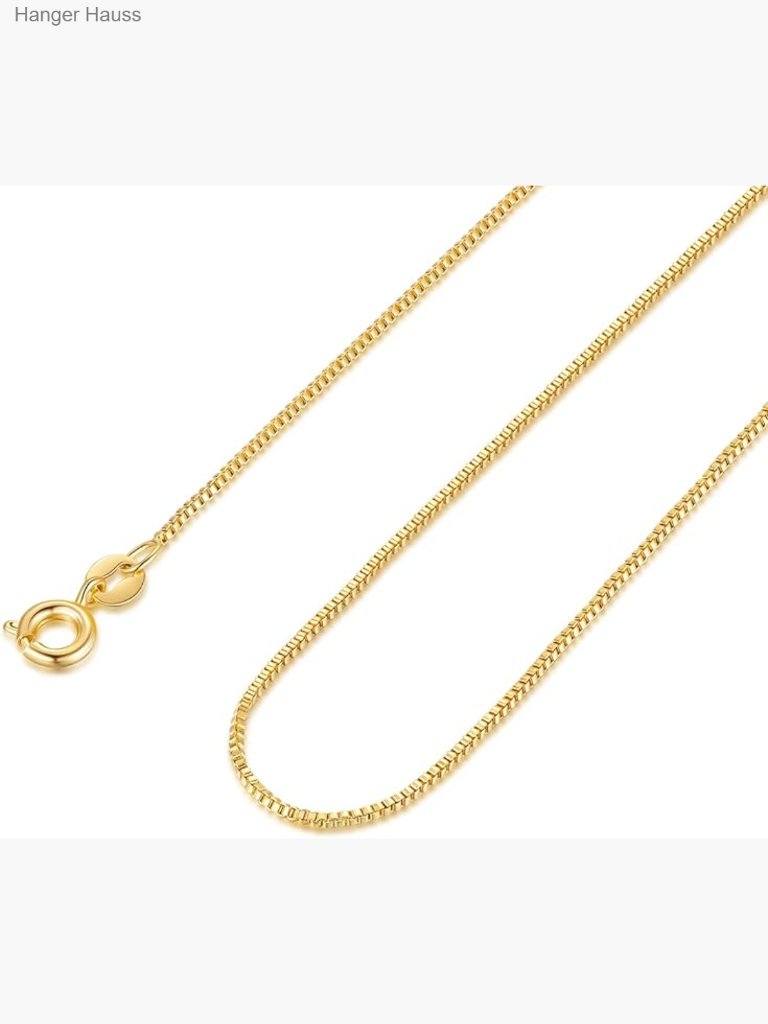 14k Gold Plated Box Chain Necklace Unisex Dainty Thin 14-26in